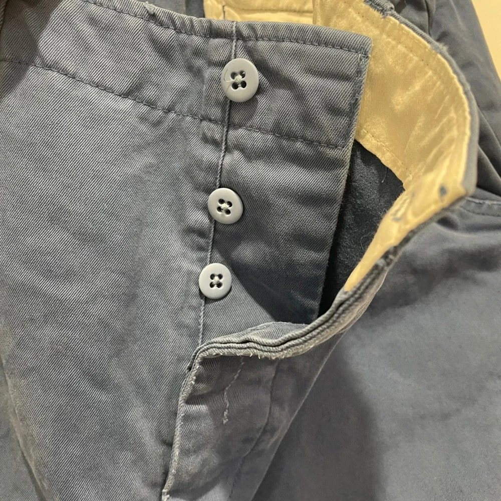 Polo Ralph Lauren Mens Blue Chino Shorts Size 35 Cotton Button Fly Casual Twill